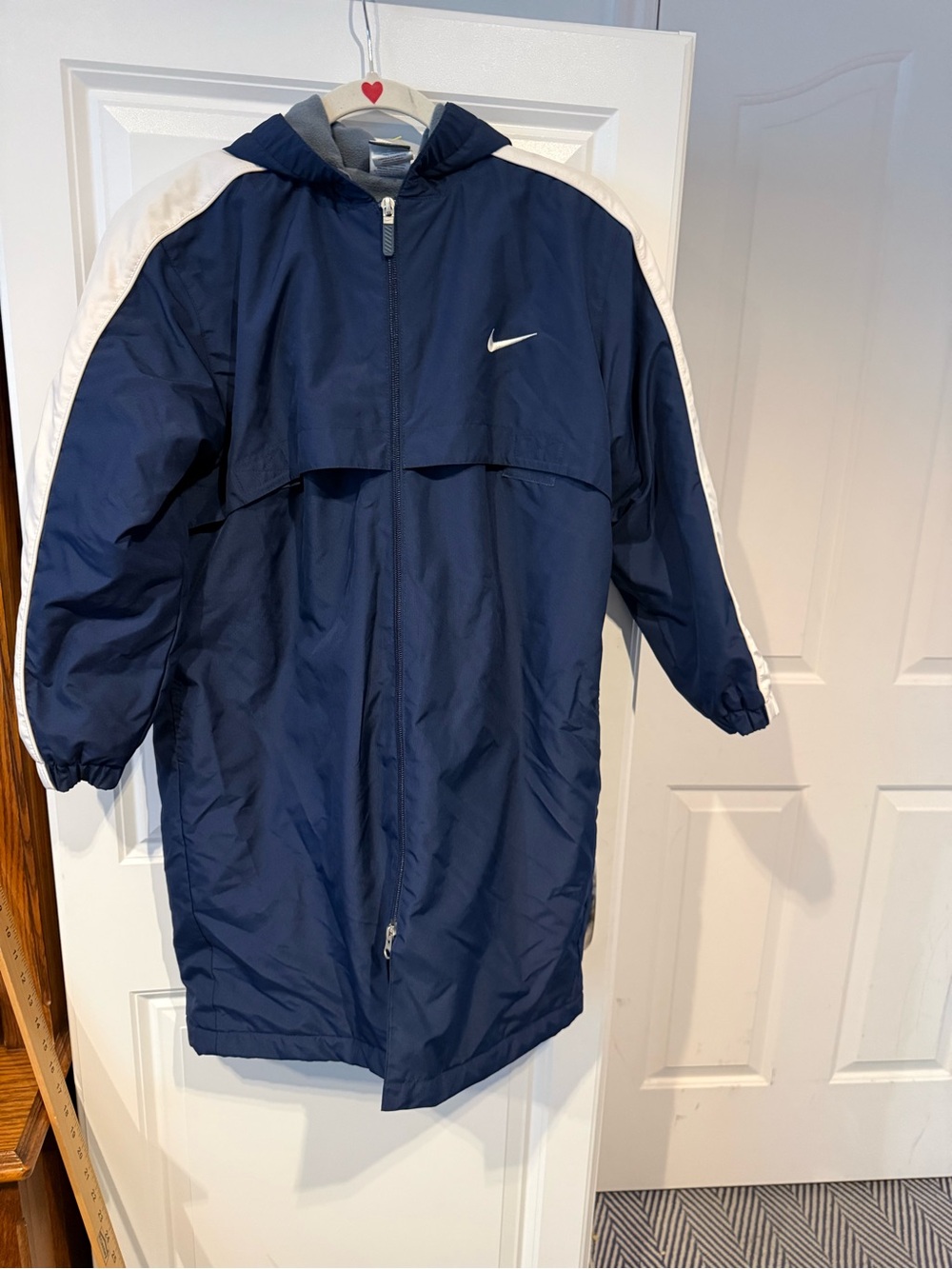 Nike Navy and White Hooded Ski Jacket